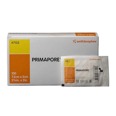 Primapore White Adhesive Dressing, 2 x 3 Inch, Sterile, 100PK 7133